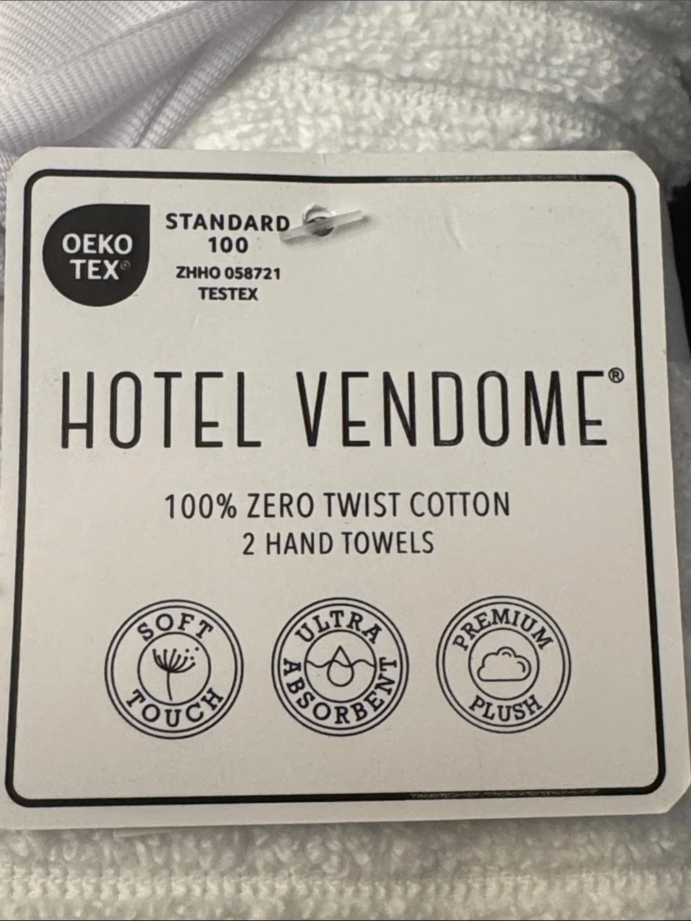2pc HOTEL VENDOME Premium Plush Zero Twist Cotton Bath Hand Towel Set